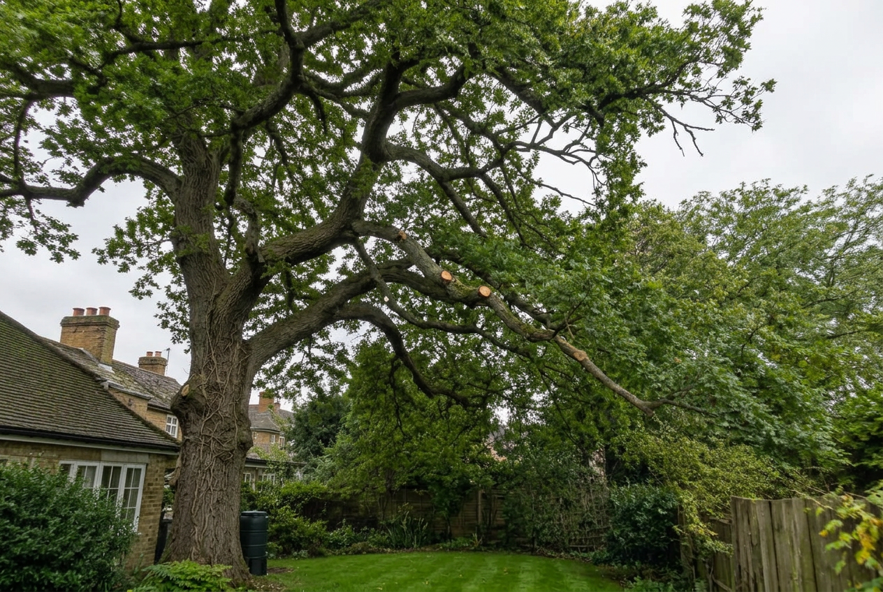 Oak crown reduction — after